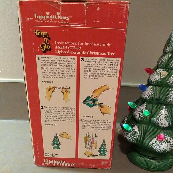 Ceramic Lighted Christmas Tree Vintage 10" Marcia Inspirations Trim n Glo CTL-10 - Picture 4 of 9